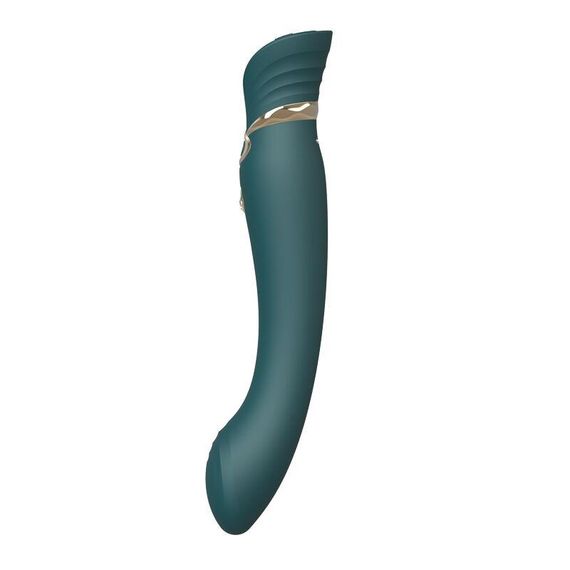 Смартвибратор 3в1 Zalo — Queen Jewel Green, пульсирующая жемчужина и вакуум, кристалл Swarovski Sex Aura | Зображення 3