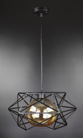 Люстра підвісна LOFT на 1 лампочку 25053 Чорний 30-90х40х40 см. | Зображення 3