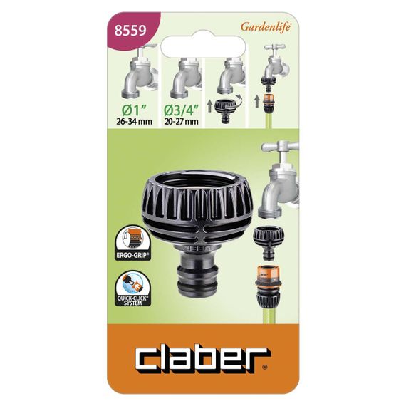 Адаптер для конектора для поливального шлангу Claber Ergogrip 8559 (3/4"-1"B) | Зображення 1