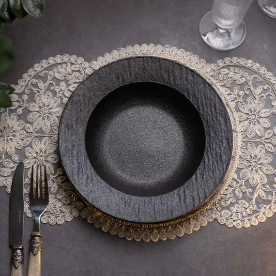 Тарілка супова порцелянова 23 см чорна HP-7-728 | Зображення 1