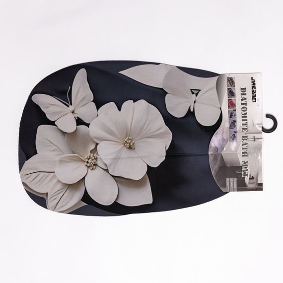 Коврик для ванной комнаты с 3D-эффектом Petal Relief 58*38 см диатомитовый Черный HP-42-38 | Зображення 3