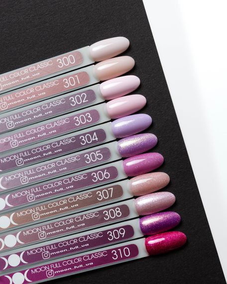 Гель-лак Moon Full №307 напівпрозорий персиковий з різнокольоровим шимером 8мл | Зображення 1