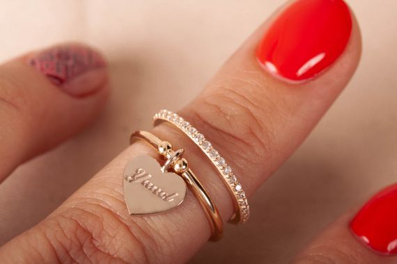 Кольцо из желтого и белого золота с сердечком 16 | Зображення 3