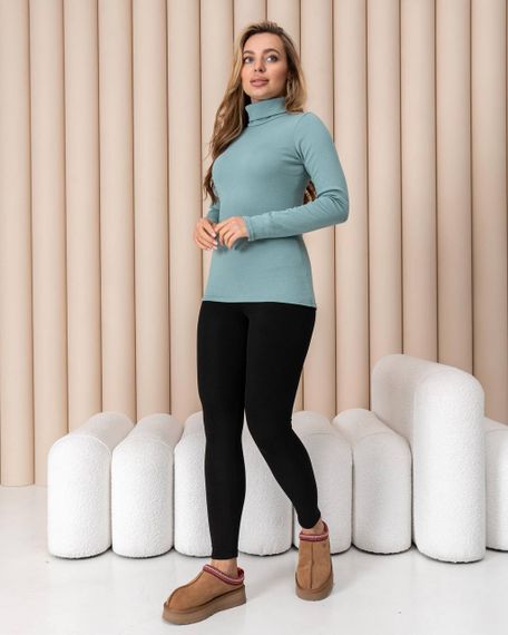 Жіноча тепла водолазка-гольф напівшерсть на термофлісі колір бірюзовий розмір 46/48 DM09.09 | Зображення 1