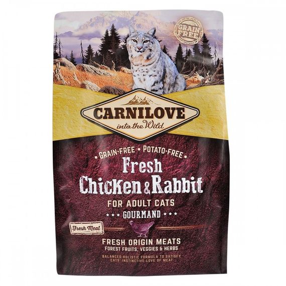 Корм сухий Carnilove Fresh Chicken and Rabbit for Adult Cats для дорослих котів з куркою та кроликом 2 кг | Зображення 2