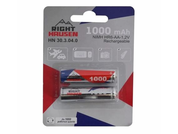 Элемент питания AA RIGHT HAUSEN HR06 1000mAh блистер 1х2 HN-303040 (24) (288)