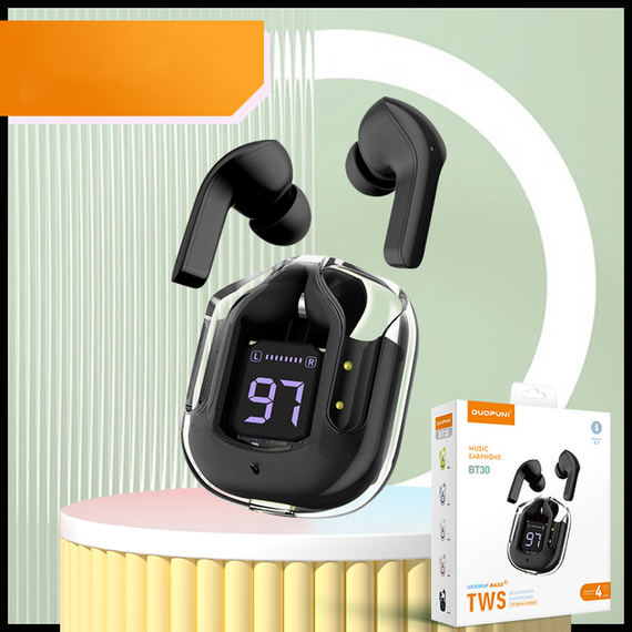 Бездротові навушники Duopuni BT30 TWS Wireless Headset, Bluetooth 5.3, 250 mAh Black | Зображення 2