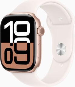 Смарт-годинник Apple Watch Series 10 GPS 46mm Rose Gold Alu. Case w. Light Blush Sport Band - M/L (MWWU3)