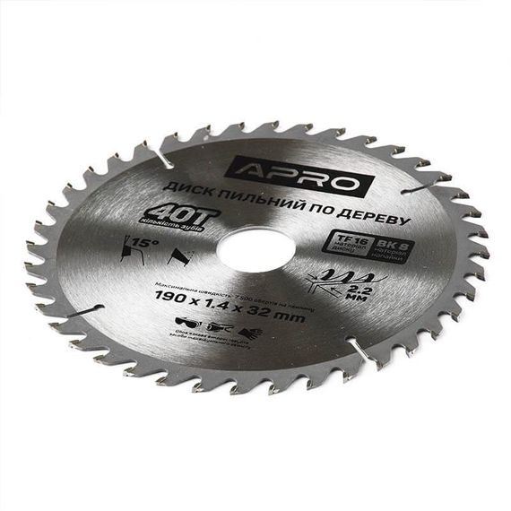 Диск пиляльний для дерева 190х32х40T APRO 8301751 | Зображення 1