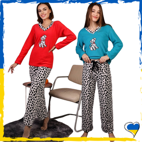 Женская пижама флисовый трикотаж. Пижама женская красная и голубая S, M, L, Xl