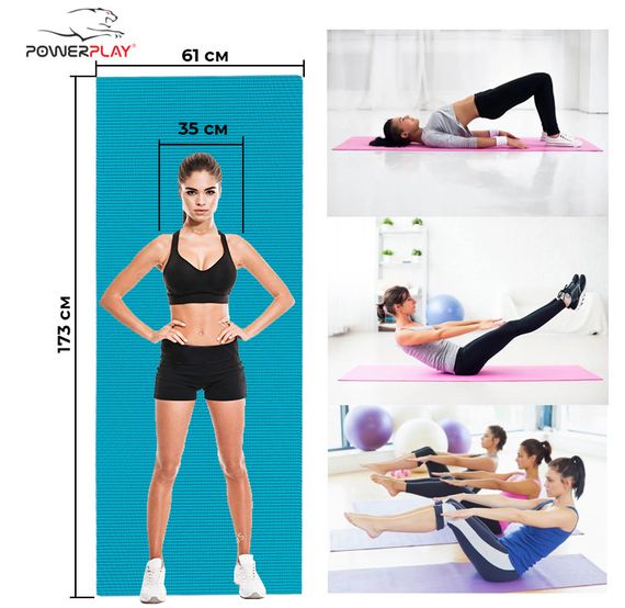 Килимок для йоги та фітнесу PowerPlay 4010 PVC Yoga Mat Зелений (173x61x0.6) | Зображення 6