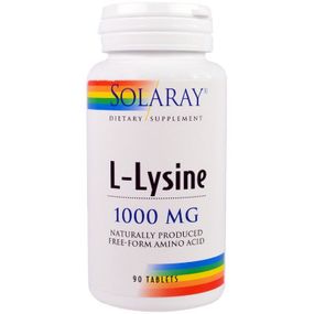 Аминокислота Solaray Лизин 1000 Мг, L-Lysine, 90 Таблеток (SOR04860)