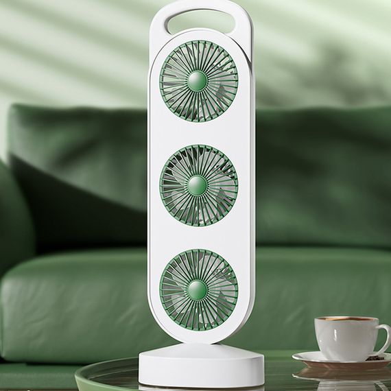 Настільний вентилятор Three Head Fan 1200 mAh Green | Зображення 1
