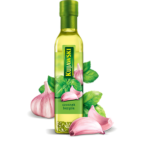 Олія ріпакова з часником і базиліком Kujawski, 250 мл, Польща, рафінована, перший холодний відбитий