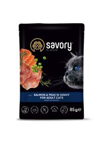 Корм Savory Cat Pouch for Adult with Salmon and Peas in Gravy для дорослих котів з лососем для дорослих котів 85 гр