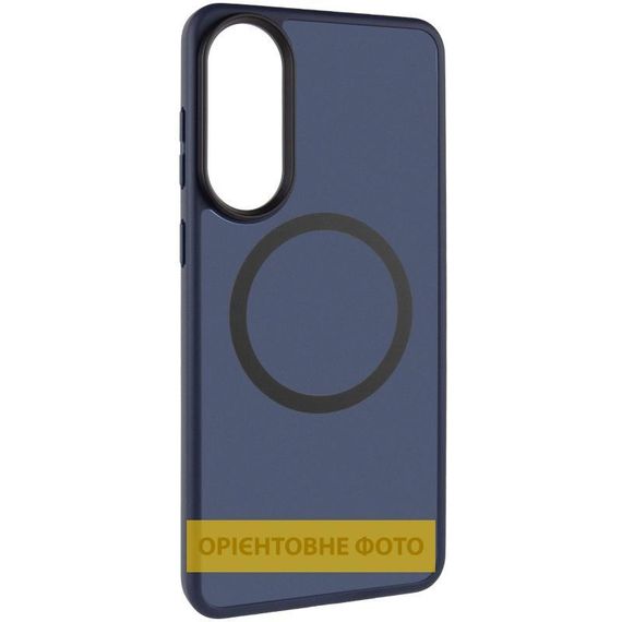 TPU+PC чохол Metal Buttons with MagSafe Colorful для Samsung Galaxy S25 Edge Сірий / Grey Синій / Navy Blue | Зображення 5