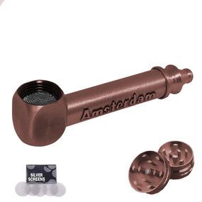 Кальян Металлическая Трубка + Гриндер "Amsterdam Cube Bronze"