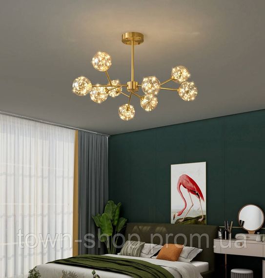 Люстра потолочная LED AOC19/9-ab+led-k Латунь 42-72х110х110 см.