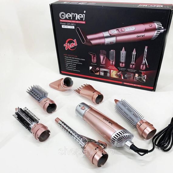 Щипцы фен для волос мультистайлер GEMEI GM-4831 7в1, классический фен для волос, мощный фен для волос | Зображення 2