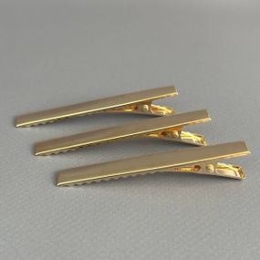 (10 шт) Заколка-основа уточка плоска 6,5 см- золото