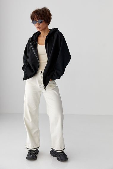 Тепле жіноче худі з начісом - чорний цвет, ONE SIZE (є розміри) | Зображення 2