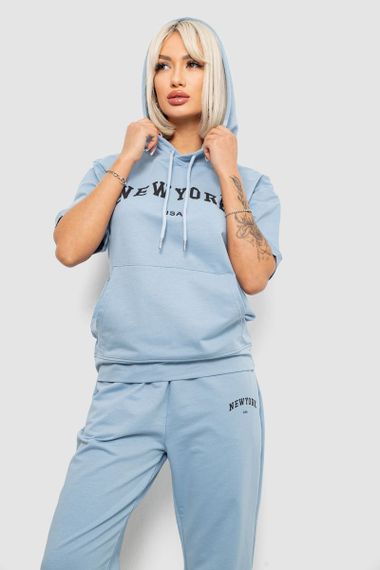 Костюм жіночий повсякденний однотонний, колір блакитний, 221R105 | Зображення 1