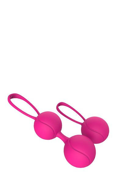 Вагінальні кульки набір для вправ Кегеля і тренування м’язів PLEASURE BALLS — силіконові, рожеві, з нитками | Зображення 4