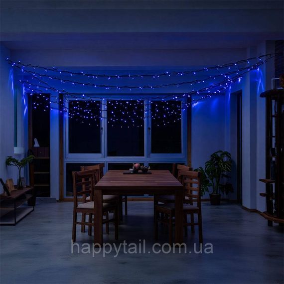 Новорічна гірлянда вулична 50 м 500 LED з сонячною батареєю чорний провід Синій SB500L50MBBL | Зображення 3