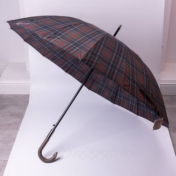 Класична парасолька-тростина напівавтомат з поліестеру 16 спиць діаметр 117 см Сірий HP-23-4G | Зображення 5