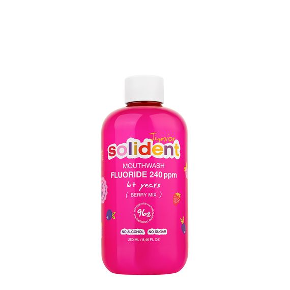 Дитячий ополіскувач Solident Junior зі смаком ягідного міксу, фтор 240 ppm, 250 ml