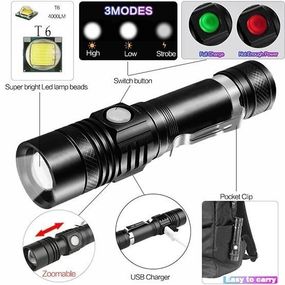 Тактический фонарь Bailong BL-518-T6 3 режима работы zoom з/у microUSB кейс, карманный мини фонарь