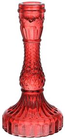 Набір 12 скляних свічників "Crystal Glass" 17см, червоний