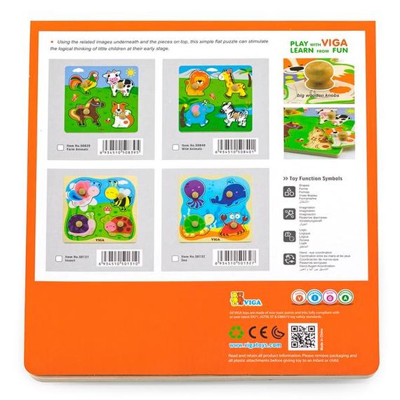 Дерев'яна рамка-вкладиш Viga Toys Комахи (50131) | Зображення 1
