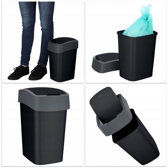Контейнер для мусора с поворотной крышкой Curver (Курвер) Flip Bin 9 л (02170) Черный | Зображення 4