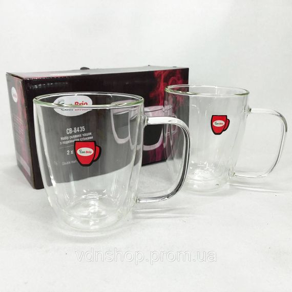 Подвійна склянка для кави Con Brio СВ-8435-2, 2шт, 350мл, Склянки з подвійним дном DS-23 | Зображення 3