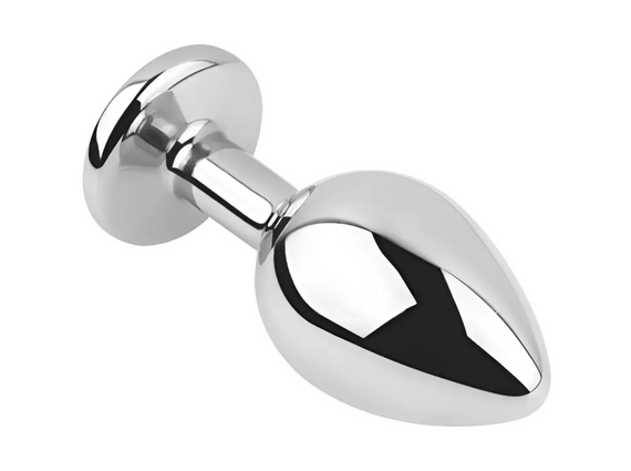 Анальна пробка із кристалом EGZO - Silver Round Plug Black size M Sex Aura | Зображення 2