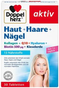 Комплекс для здоровья кожи, волос и ногтей от Доппельгерц Doppelherz Kollagen+Biotin+Hyaluron+Q10+Кремний