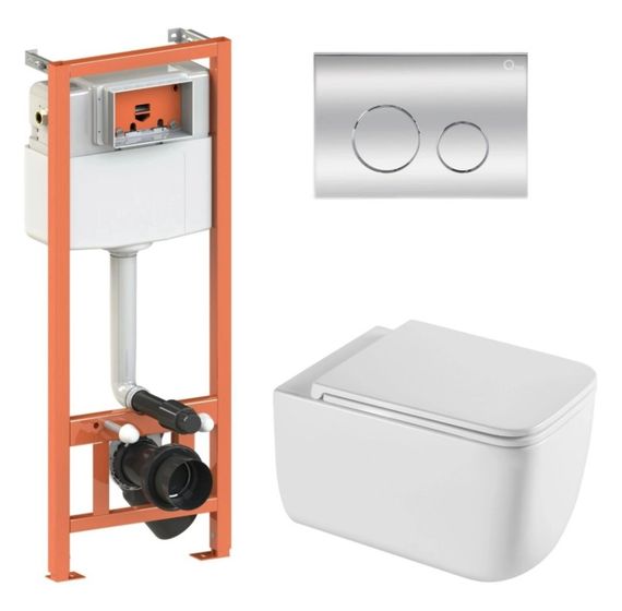 Набір Qtap Nest 4 в 1 підвісний унітаз Gemini Ultra Quiet 530х365х373 + комплект інсталяції QT2533076EUQW46162