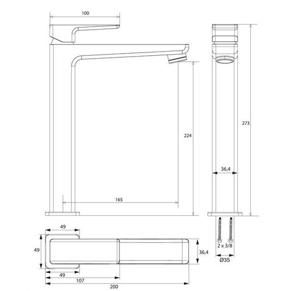 Змішувач для раковини Omnires Parma grafit (PM7412GR) | Зображення 1