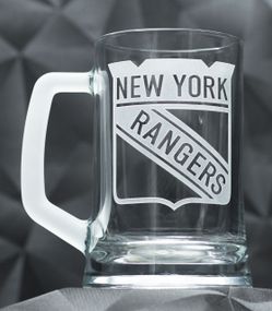 Подарунковий келих для пива 670 мл з гравіюванням лого хокейного клубу НХЛ Нью-Йорк Ренжерс