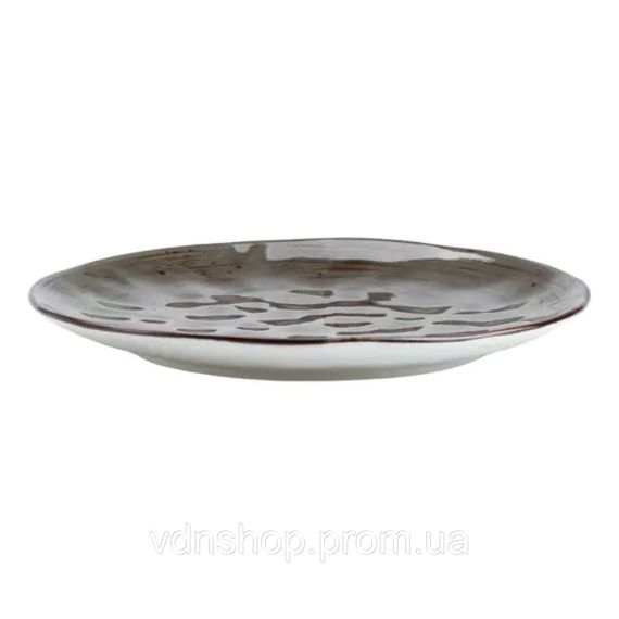 Тарілка сервірувальна кругла порцелянова 22 см коричнева HP23394 | Зображення 3