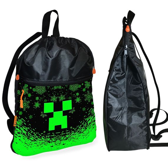 Рюкзак-мешок для обуви,спортивной формы Майнкрафт "Minecraft" детская сумка для сменки с расширителем (01276)