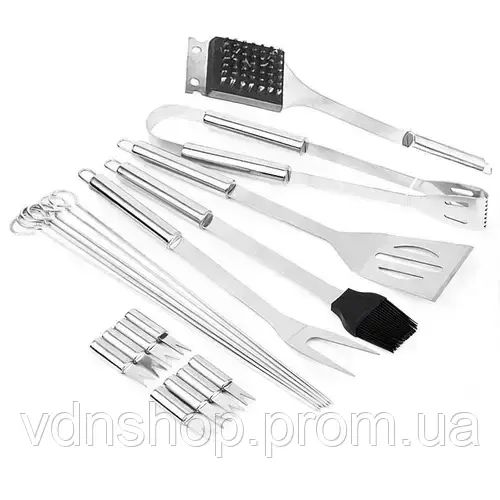 Набір для барбекю grilljoy 20 шт., набір для барбекю з нержавіючої сталі в алюмінієвому футлярі для зберігання, професійний набір | Зображення 1