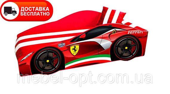 Кровать машинка серия Элит модель Ferrari красная со спортивным матрасом и подушкой