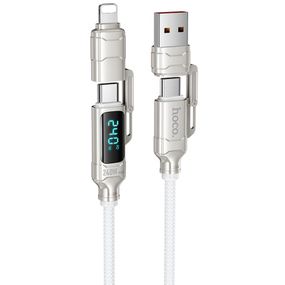 Дата кабель Hoco U152 Fortune 4in1 Type-C to Lightning/Type-C to USB 240W (1.2m) Light Gray