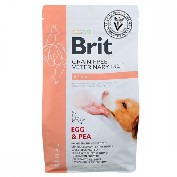 Корм сухий Brit Grain Free VetDiet Dog Renal для собак з нирковою недостатностью з яйцем горохом та гречкою 2 кг | Зображення 2