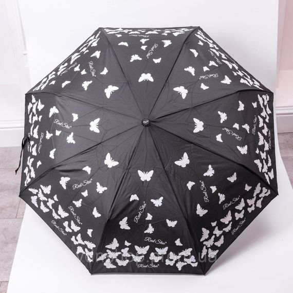 Зонт полуавтомат с принтом прочный из полиэстера диаметр 97 см Черный HP-23-2B