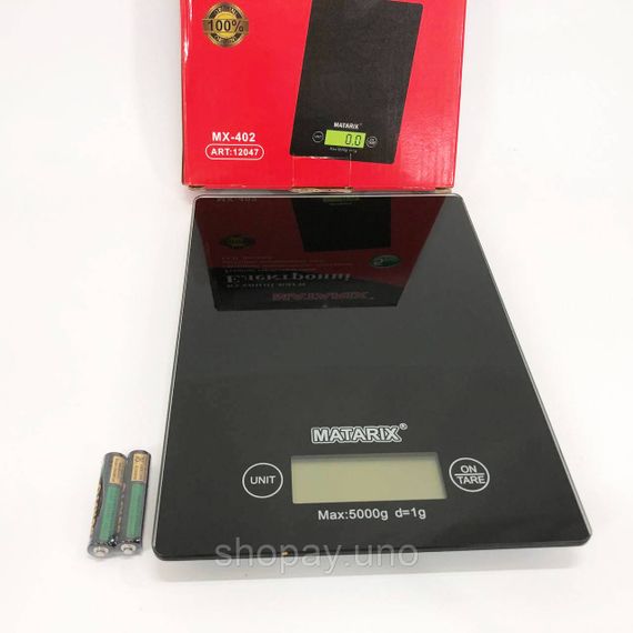 Ваги кухонні MATARIX MX-402 5 кг з дисплеєм, Компактні кухонні ваги для їжі. Колір: чорний | Зображення 4