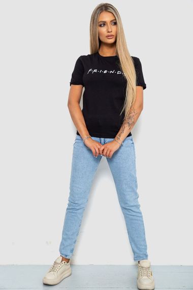 Футболка жіноча з принтом, колір чорний, 238R57396 | Зображення 1