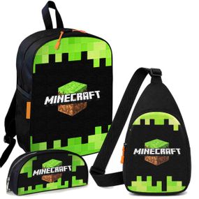 Набор Minecraft Куб 3 в 1: детский рюкзак + сумка-слинг + пенал, для мальчика и девочки 7–9 лет (6136)
